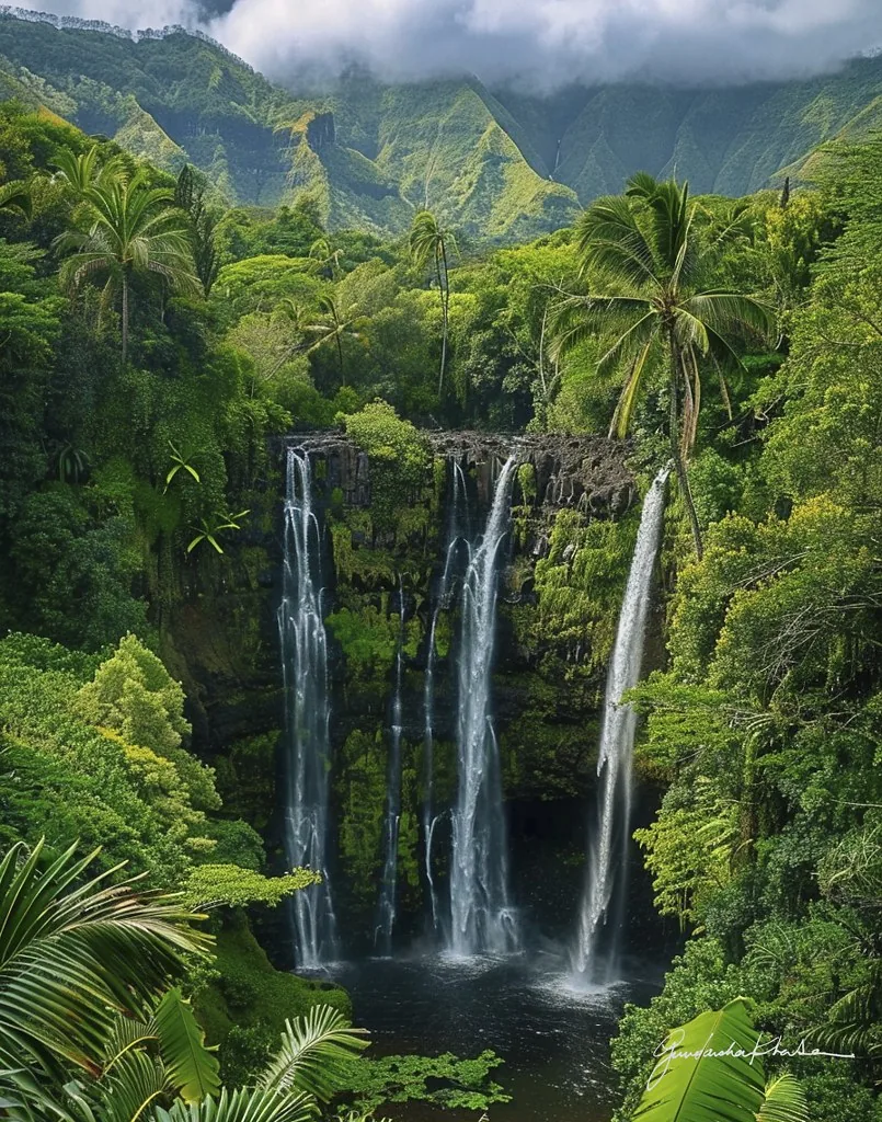 Waterfalls — mirrored falling water